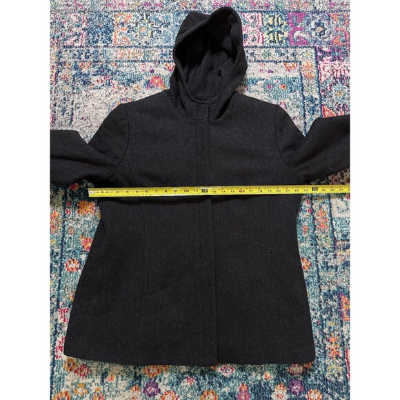 Vintage GAP Dark Gray Wool Blend Hooded Jacket Full Zip Women's XL Y2K - Picture 8 of 9